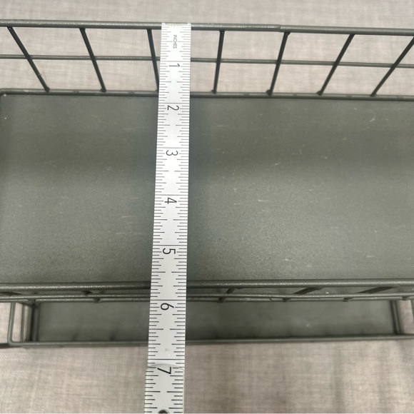 Two-Tier Metal Organizer Etagere Wooden Handle Accents Rustic Industrial#0725258 - Picture 10 of 16